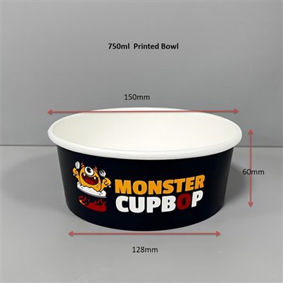 750 ml kraft skleda za hrano s prozornim pokrovom